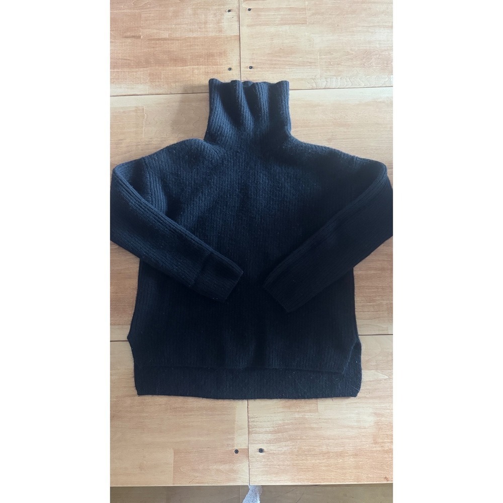 Nordstrom Womens Wool Cashmere Ribbed‎ Turtleneck Sweater Black Small